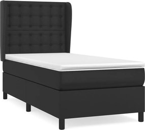vidaXL fekete műbőr rugós ágy matraccal 80 x 200 cm