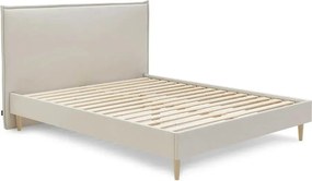 Bézs kárpitozott franciaágy ágyráccsal 180x200 cm Sary – Bobochic Paris