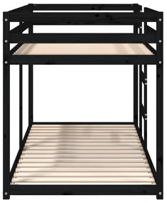 fekete tömör fenyőfa emeletes ágy 90 x 200 cm