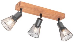 Ipari reflektor fekete fával 3-lámpás - Kristina