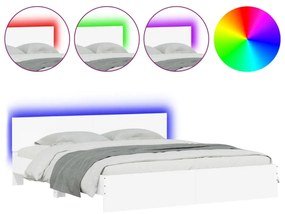 fehér ágykeret fejtámlával és LED-del 200 x 200 cm