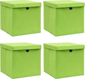 vidaXL 4 db zöld szövet tárolódoboz fedéllel 32 x 32 x 32 cm