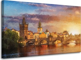 Vászonkép Olajfestmény Város Stílus Művészet Építészet 100x60 cm