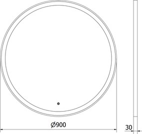 Mexen Esso kerek LED háttérvilágítású fürdőszobai tükör 90cm 6000K páramentes fűtőbetét arany keret 9825-090-090-611-50