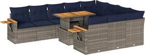 vidaXL 11 részes szürke polyrattan akácfa kerti ülőgarnitúra párnákkal