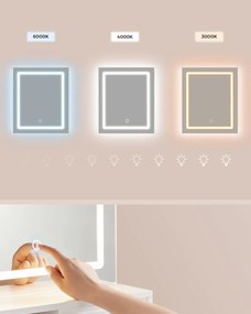 Fésülködőasztal LED-es tükörrel és elosztóval, fehér