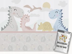 Fotótapéta Flizelina Gyerekek Akvarell Dinoszauruszok Család Szülők 150x105 ragasztó