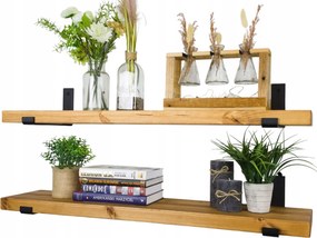 Loft falra akasztható polc tömör fából, virágokhoz, nappaliba 60cm x15cm