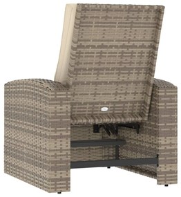 világosbarna polyrattan dönthető kerti szék párnákkal