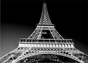 Üveg kép - Eiffel-torony, fekete-fehér (70x50 cm)
