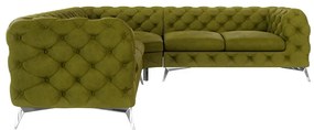 Zöld bársony sarokkanapé Chelsea – Ropez