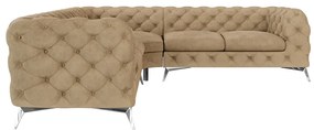 Világosbarna bársony sarokkanapé Chelsea – Ropez