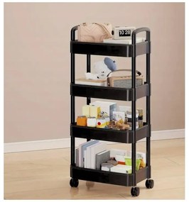 Polc kerekeken POZIO 39x27x95 cm fekete