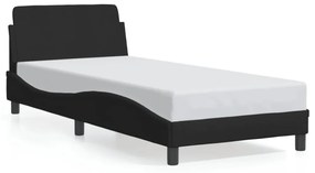 fekete szövet ágykeret fejtámlával matrac nélkül 90x190 cm