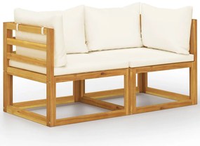 vidaXL kétszemélyes kerti pad krémfehér párnákkal