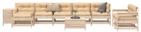 vidaXL 10 részes tömör fenyőfa kerti kanapészett