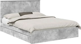 vidaXL Tárolós Ágy fejtámlával Beton Szürke 150 x 200 cm Faanyag