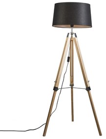 Állólámpa natúr fekete vászon búrával 45 cm - Tripod
