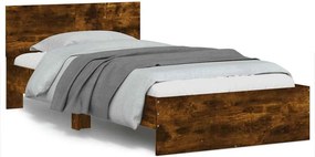 vidaXL füstös tölgyszínű szerelt fa ágykeret fejtámlával 100 x 200 cm