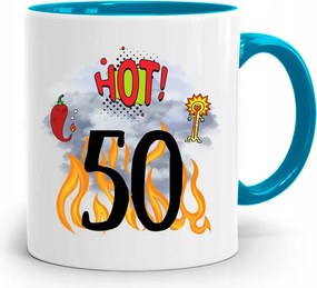 Születésnapra 50 50-es 50-es Kék Ajándék Bögre fényképes nyomattal