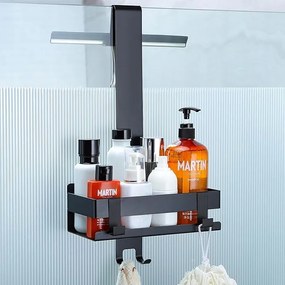 Felakasztható zuhanypolc, matt fekete rozsdamentes acél