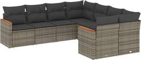 vidaXL 8 részes szürke polyrattan kerti ülőgarnitúra párnákkal