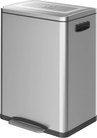 HOMCOM 40L Lépős Szemetes Zárással és Lábpedállal, 2 Belsejű Hulladékgyűjtő, Lágy Záródás, Érdekes Stílusú Szemetes a Nappaliba vagy Irodába, Rozsdame