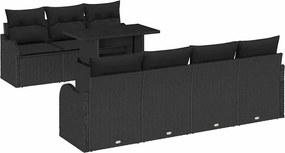 vidaXL Kerti Kanapé Szett párnával 8 pcs Fekete Poli rattan