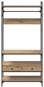 Ruhásszekrény fiókkal kézműves tölgy 89 x 39 x 184.5 cm Faanyag