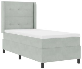 Boxspring Ágy Matrac Ezüstszürke 80x200 cm Bársony