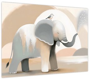 Üveg kép - Elefánt pasztell színekben (70x50 cm)