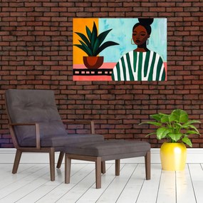 Kép - Nő virággal (90x60 cm)