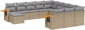 vidaXL 11 részes bézs polyrattan kerti ülőgarnitúra párnákkal