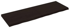 sötétbarna kezelt tömör tölgyfa fali polc 180 x 60 x (2-6) cm