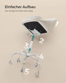 Otthoni irodai szék, sminkszék sherpa anyagból, cappuccino bézs–felhőfehér színben