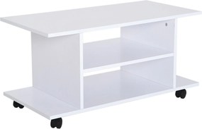 HOMCOM Forgatható Kerekes TV Állvány, Fából készült TV Pad, Polcos TV Állvány 42 Hüvelykes Tévéhez, Modern Stílus, Nappalira, Hálószobába és Irodába,