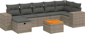 vidaXL 8 részes szürke polyrattan kerti ülőgarnitúra párnákkal
