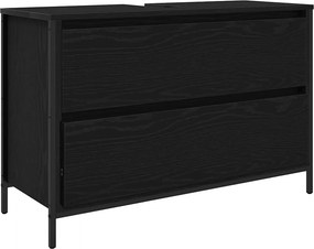 vidaXL fekete tölgy fürdőszobai mosdószekrény fiókokkal 90x34,5x60 cm