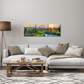 Kép - Erdei hegyvidéki táj (órával) (90x30 cm)