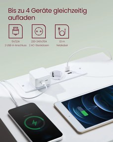 Éjjeliszekrény beépített konnektorral, 2 db-os szett felhőfehér