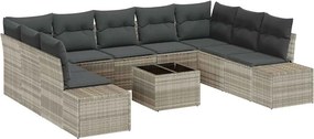 vidaXL Kerti Kanapé Szett párnával 9 pcs Világosszürke Polyrattan