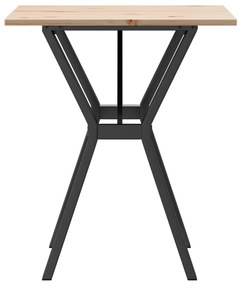 Tömör fenyőfa és acél étkezőasztal Y-vázzal 70x70x75 cm