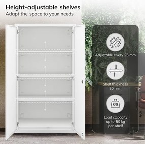 Moduláris többfunkciós fém szekrény fiókkal fehér MEGAN 1850 x 900 x 400 mm