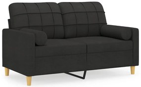 vidaXL 2 személyes fekete szövet kanapé díszpárnákkal 120 cm