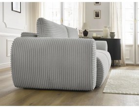 Világosszürke kordbársony kinyitható kanapé 257 cm Lucien – Bobochic Paris