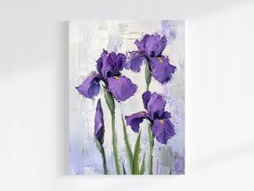 Vászonkép Canvas Olaj Impasto Természet Kert Lila Íriszek 75x100