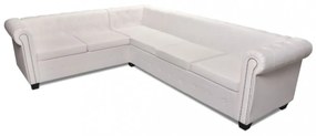 vidaXL 6 személyes fehér műbőr Chesterfield sarok kanapé