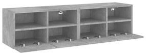 2 db betonszürke szerelt fa fali TV-szekrény 60x30x30 cm