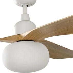 FARO 34361WT-11L - Mennyezeti ventilátor OUTWOOD L 1xE27/15W barna/fehér Ø 150 cm WT IP44 + távirányító