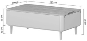 Elivo dohányzóasztal 100 cm fiókos - kasmír / olajozott tölgy